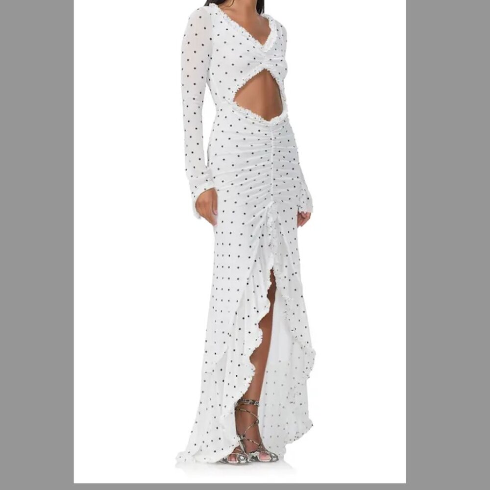 AFRM Cat Ruffle Micro Maxi in Blanc Micro Dot Size S. - Picture 4 of 10